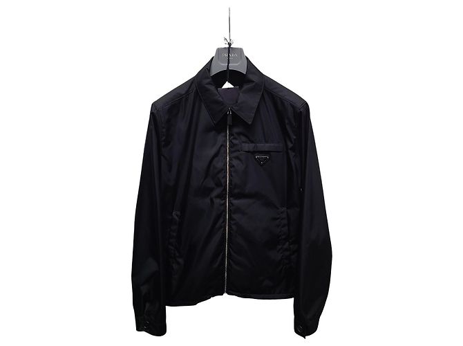 Prada Black Triangle Logo Re-Nylon Bomber Jacket
