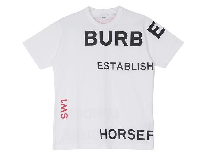 Burberry T-shirt Oversized em Algodão Estampada Branco