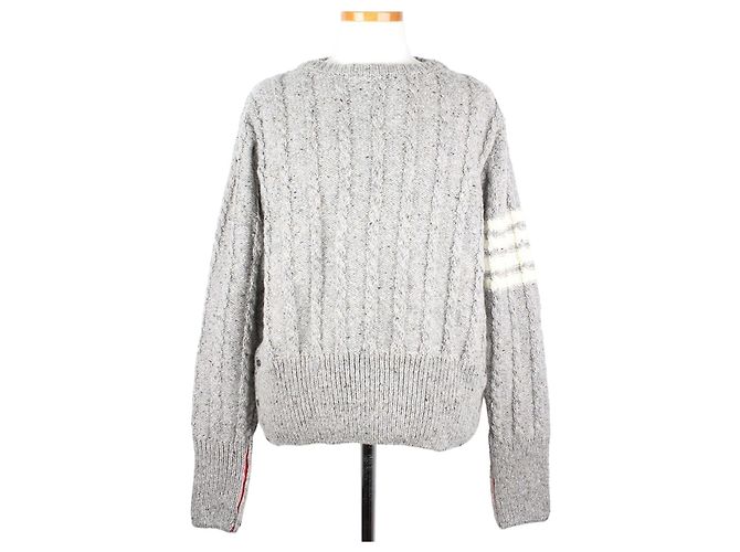 Thom Browne Cable Knit Grey Sweater