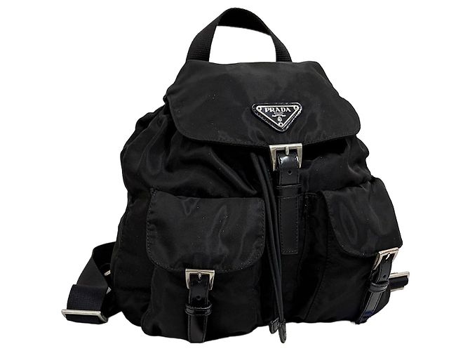 Prada Nylon Triangle Logo Backpack Small Black