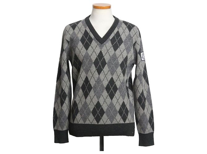 Moncler Argyle Strickpullover mit V Ausschnitt
