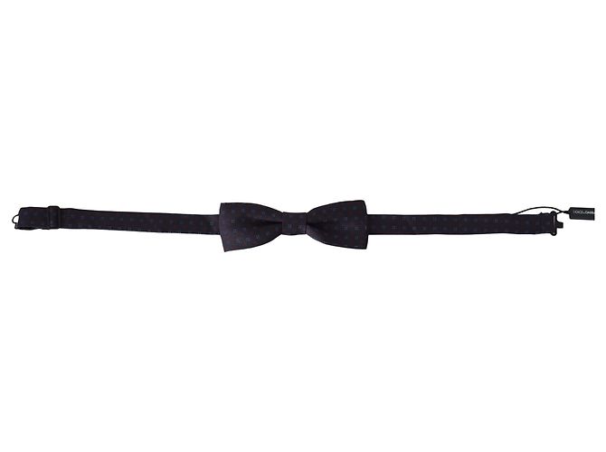 Dolce & Gabbana Gray Pattern Silk Adjustable Neck Papillon Bow Tie