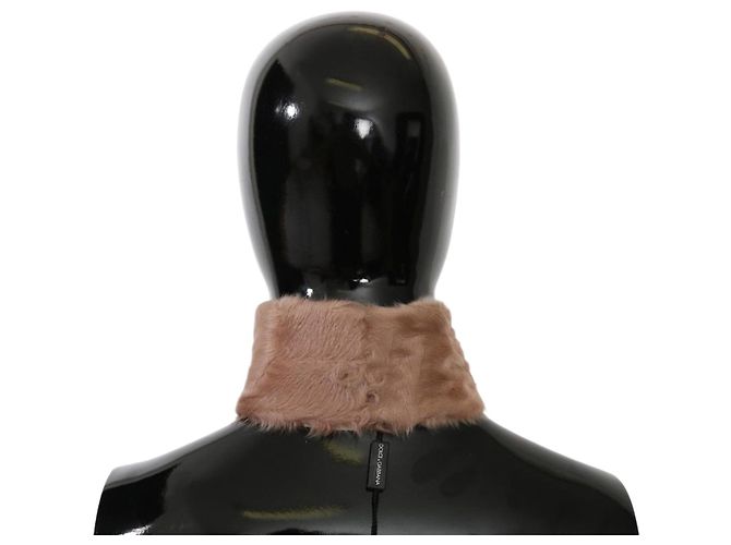 Dolce & Gabbana Colar de pele bege e cachecol de lambskin
