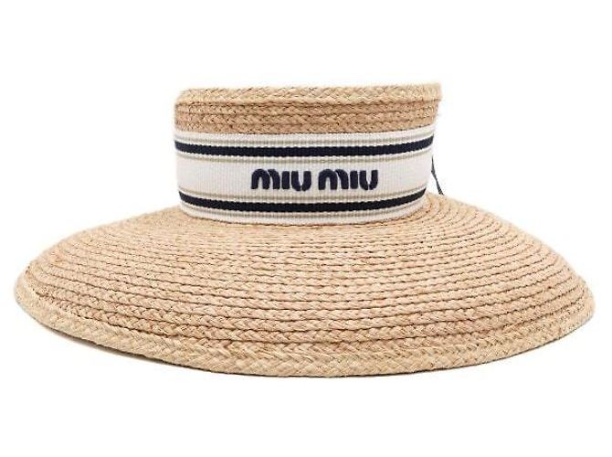 Miu Miu Raffia Effect Fabric Visor Women's Hat
