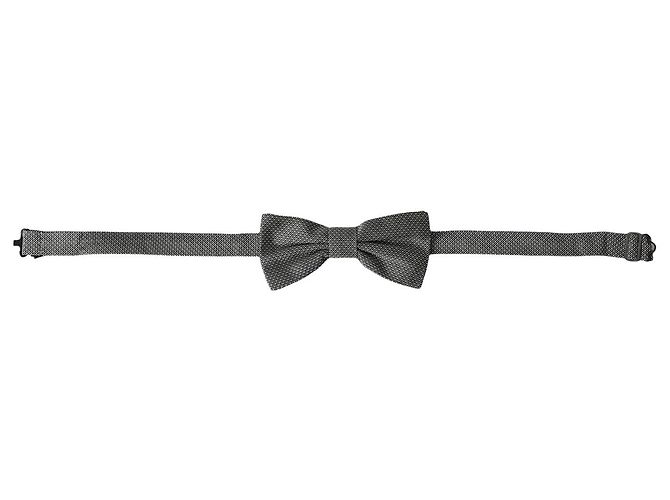 Dolce & Gabbana Gray Silk Patterned Adjustable Neck Men Bow Tie