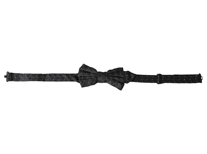 Dolce & Gabbana Black Silk Patterned Adjustable Neck Men Papillon Bow Tie
