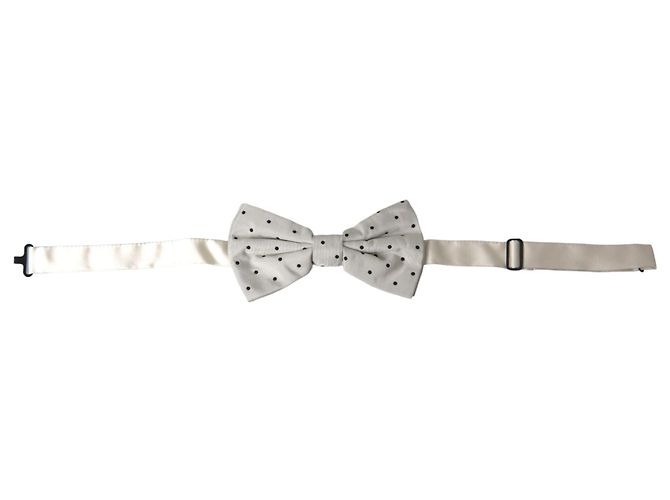 Dolce & Gabbana Gray Black Polka Dot Polyester Bow Tie Men