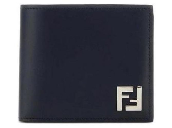 Fendi Square FF Wallet Blue Leather
