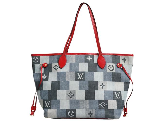 Louis Vuitton Borsa Tote Neverfull Patchwork Monogram Denim