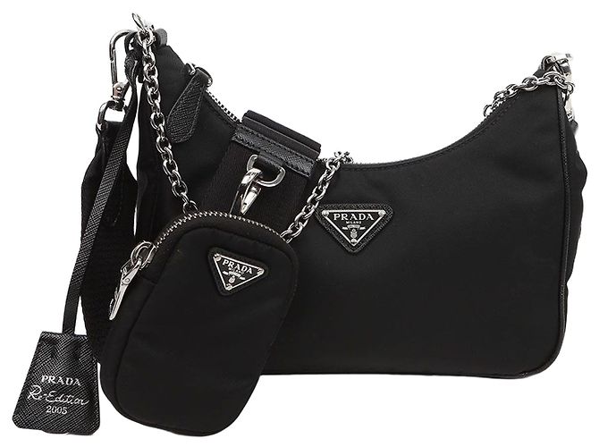 Prada Borsa a tracolla hobo Reedition Nylon Multi Nero