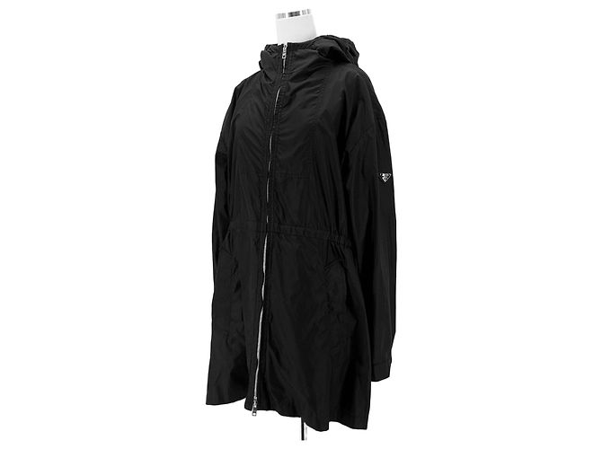 Prada Nylon Triangle Logo Long Jacket