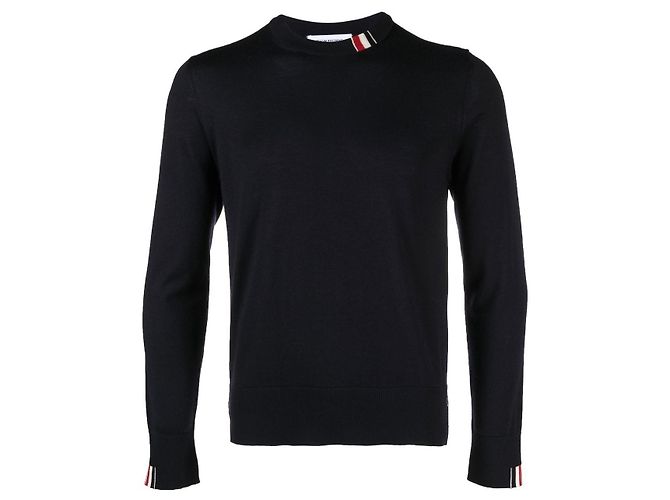 Thom Browne Three-Stripe Stitch Wool Knit Navy
