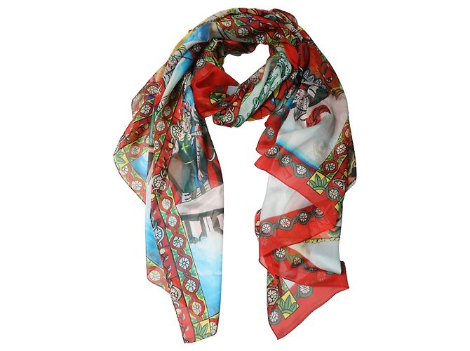 Dolce & Gabbana Chal estola bufanda de seda estampada multicolor