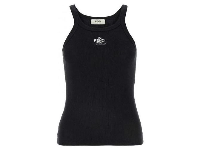 Fendi Baumwoll-Top mit besticktem Logo