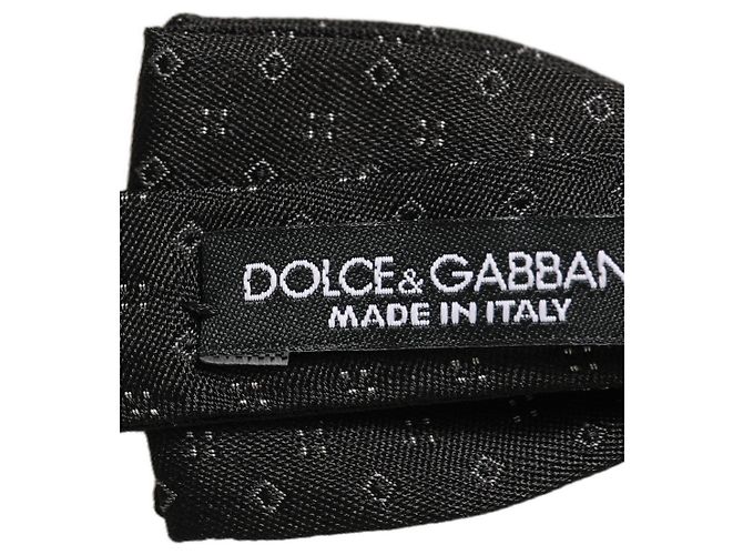 Dolce & Gabbana Black Diamond Pattern Adjustable Neck Papillon Bow Tie