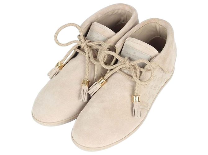 Louis Vuitton Bottines en daim Monogram dorées