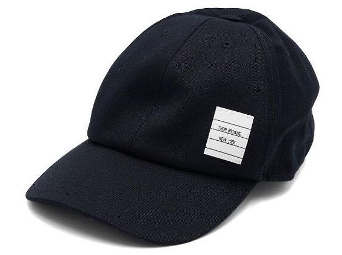 Thom Browne Boné de beisebol em algodão com patch de logo Navy