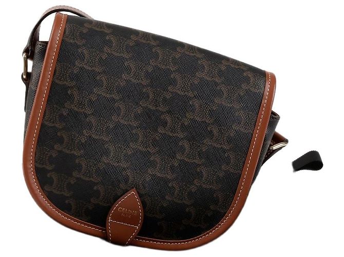 Céline Bolsa Triope Canvas Medium Polka Dot Tan