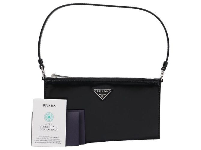Prada Triangular Logo Brushed Mini Bag Black