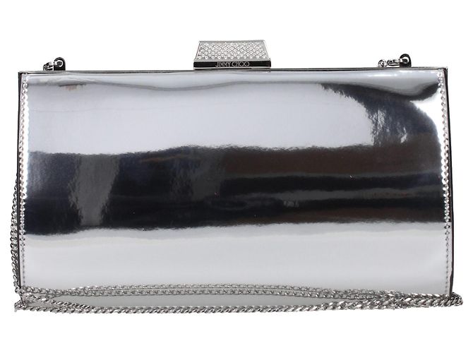 Jimmy Choo Bolso de mano de cuero gris