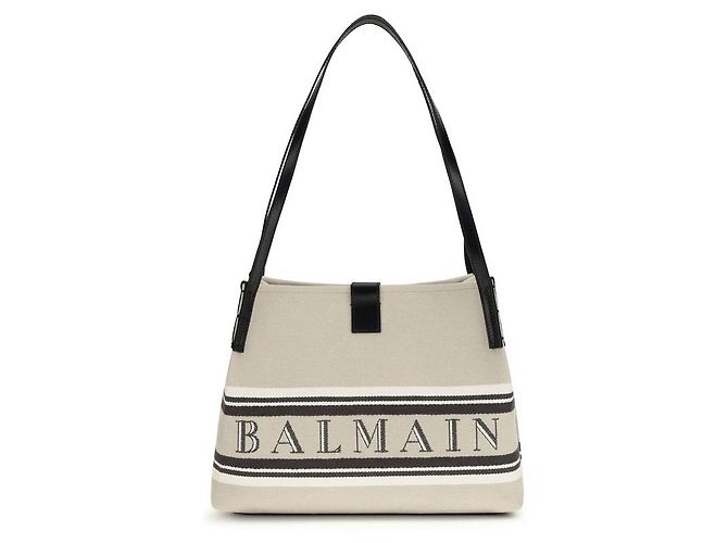 Balmain Bolsa de ombro em algodão bege