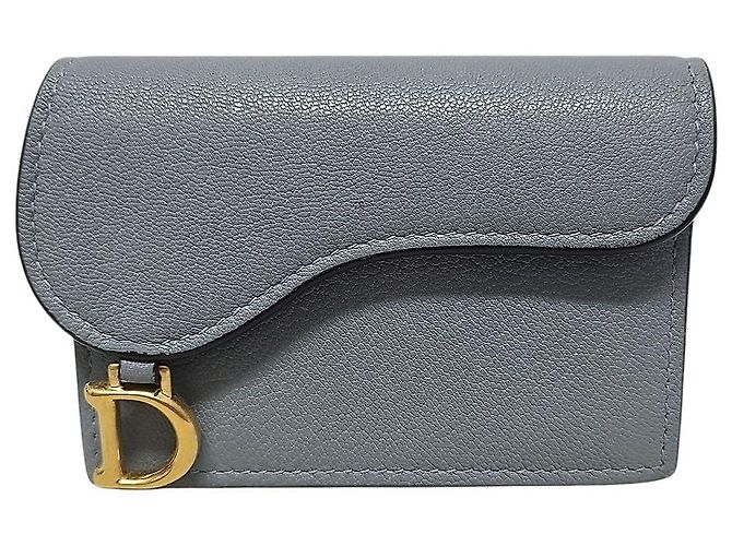 Dior Cloud Blue Leather Saddle Bloom Flap Cardholder