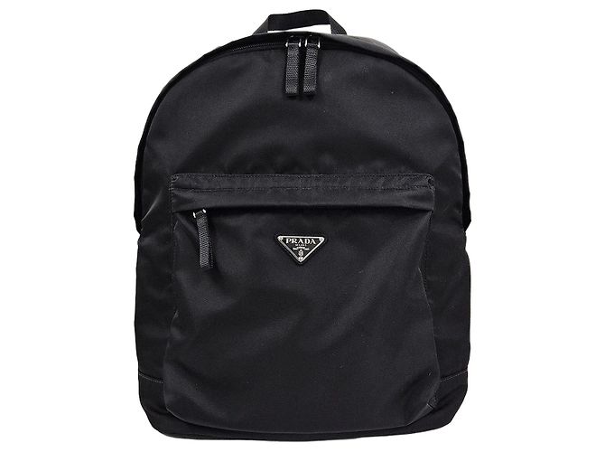 Prada Nylon Triangle Logo Backpack Black
