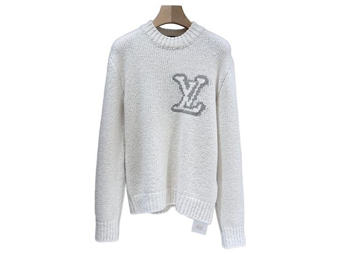 Louis Vuitton Intarsia Rundhals-Strick Ivory