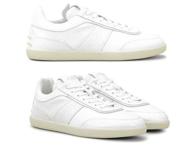 Tod's Leder-Sneaker mit Logo-Panel White