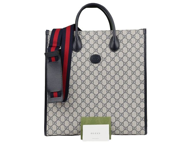 Gucci Sac Tote Medium Interlocking Beige Blue