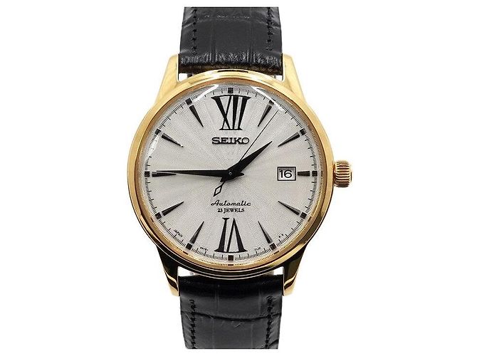 Seiko Relógio masculino com pulseira de couro automática