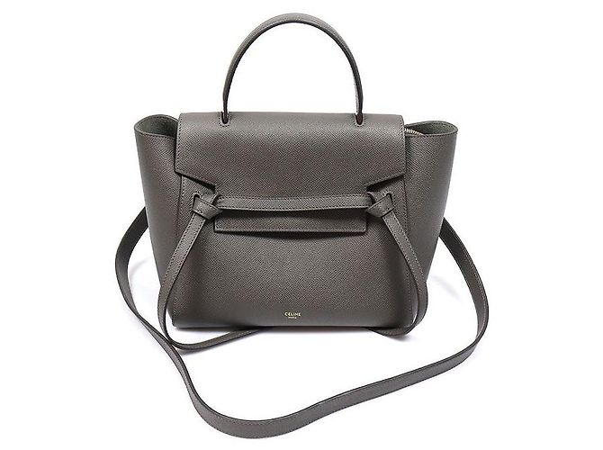 Belt Bag Céline Micro bolsa de cintura em couro de bezerro grão dark grey