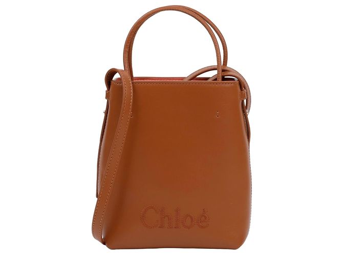 Chloé Micro sac cabas marron avec logo brodé