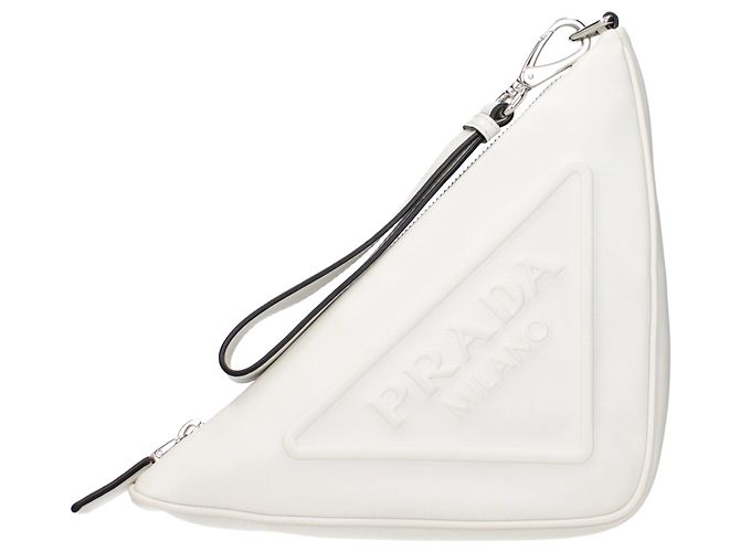Prada Clutch de couro branco