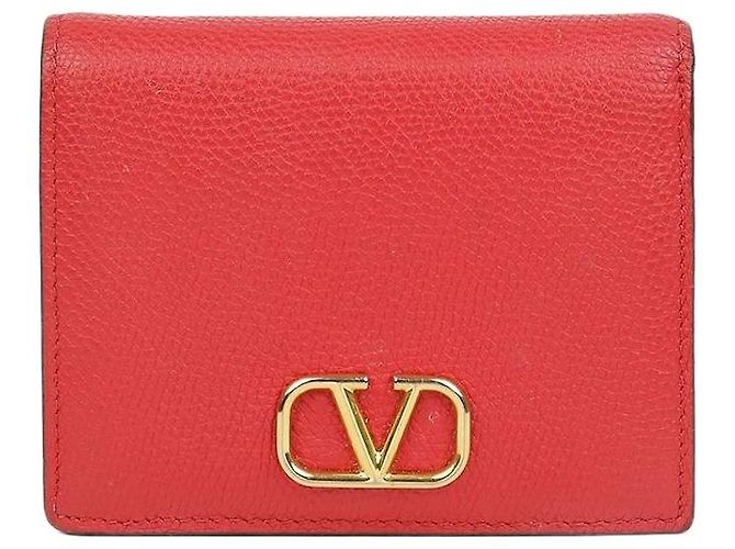 Valentino Logo Compact Wallet Red