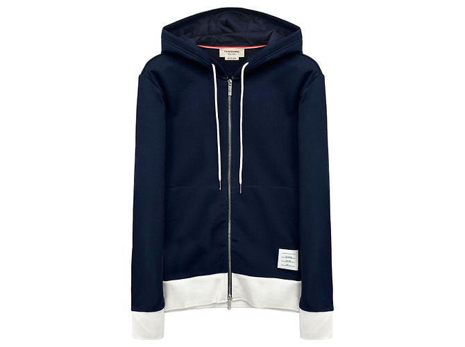 Thom Browne Pull à capuche zippé Color Block
