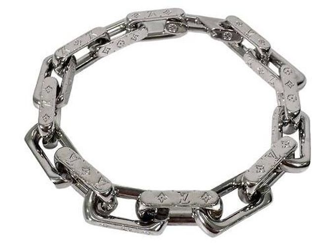 Louis Vuitton Bracelete de corrente Monogram Large Silver