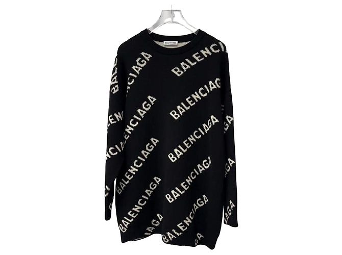 Balenciaga Multi Logo Strickpullover Schwarz