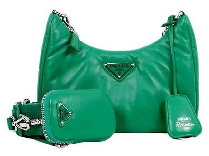 Prada Borsa a Tracolla Multi Hobo Re-edition Padding Verde