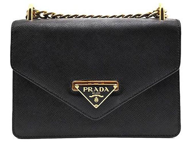 Prada Bolsa de Ombro com Corrente Envelope em Saffiano