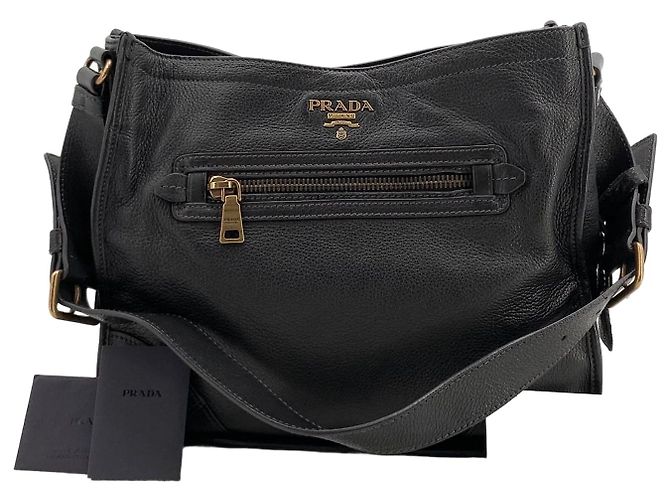 Prada Cervo Gold Logo Schultertasche