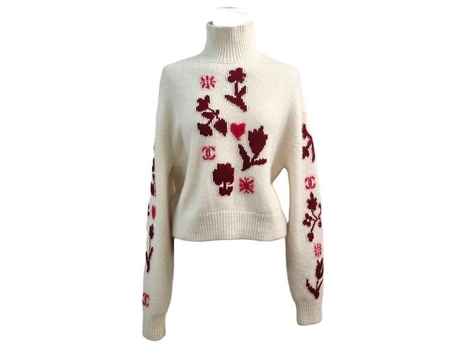 Chanel Kaschmir Crop Knit Strick Weiß