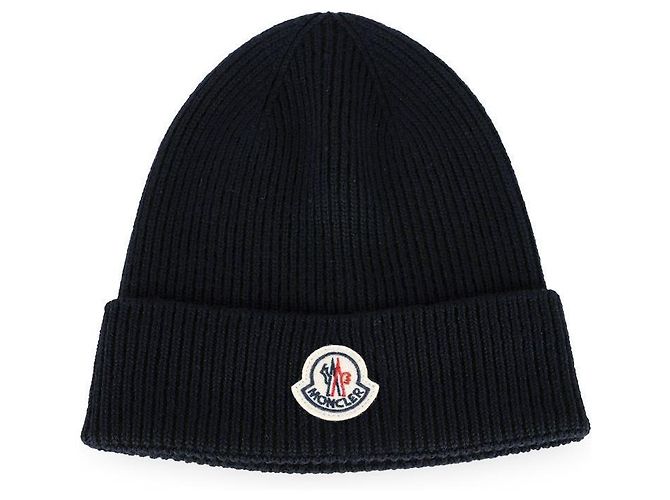 Moncler Gorro de lã com patch de logo