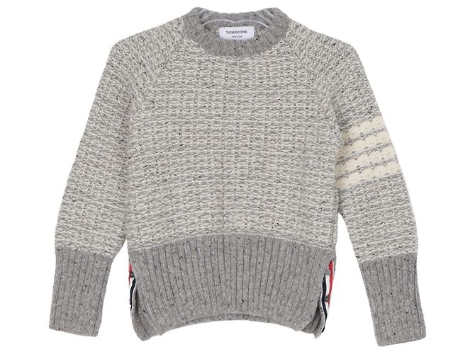 Thom Browne Mohair-Strick mit Streifen Hellgrau