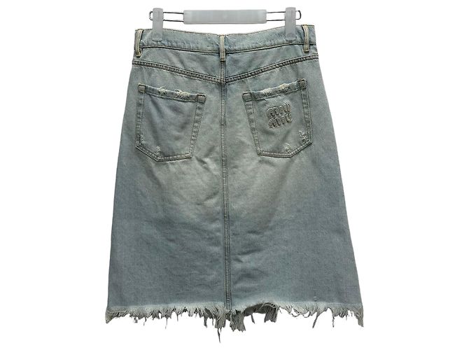 Miu Miu Denimrock mit Logo-Patch