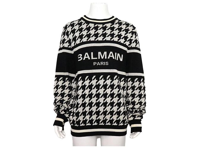 Balmain Strickpullover mit Hahnentritt-Karo für Herren