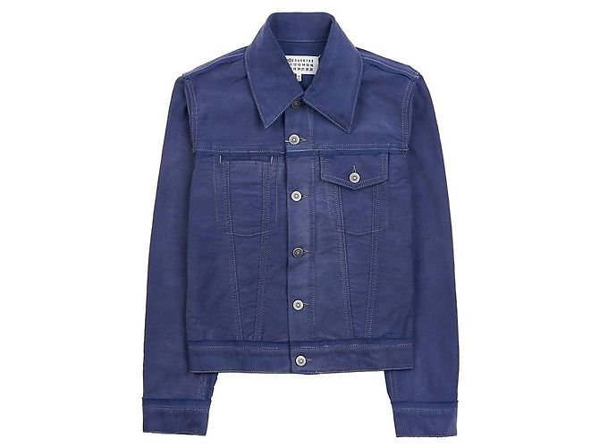 Maison Martin Margiela Denimjacke mit weiß gesticktem Logo