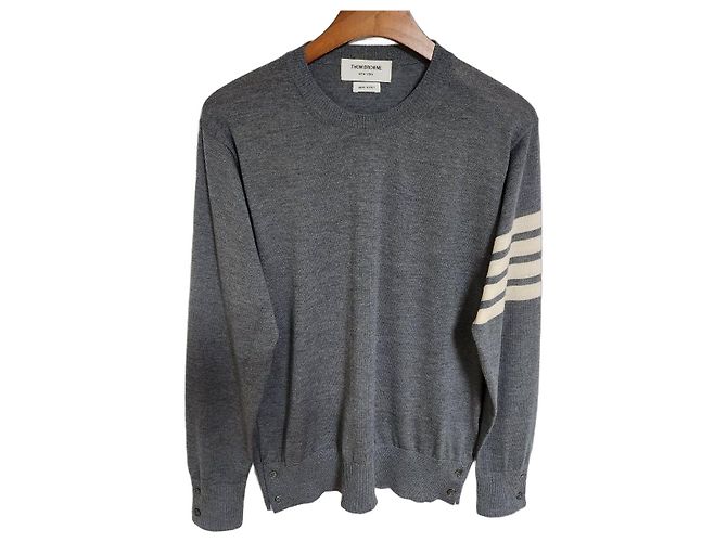 Thom Browne Gray Wool Diagonal Stripe Knit