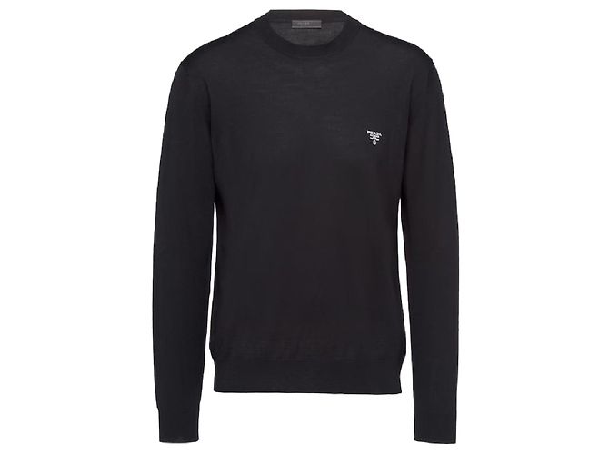 Prada Men's Logo Wool Knit Black