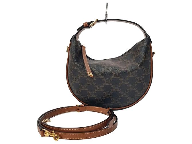 Bolsa Hobo Mini Céline em Couro Marrom